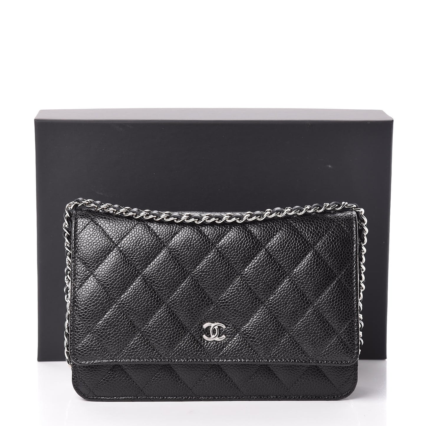 Caviar Quilted Wallet On Chain WOC Black