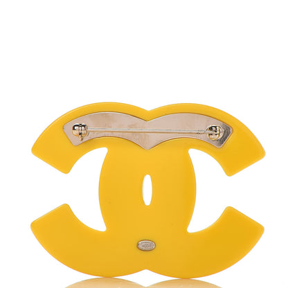 Chanel Resin Glitter Crystal CC Brooch Yellow Blue 3 of 5