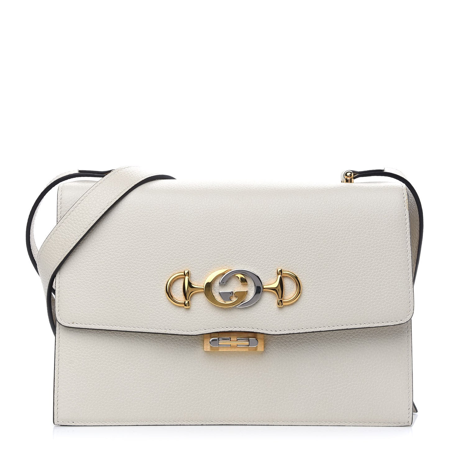 Grained Calfskin Small Zumi Shoulder Bag Mystic White