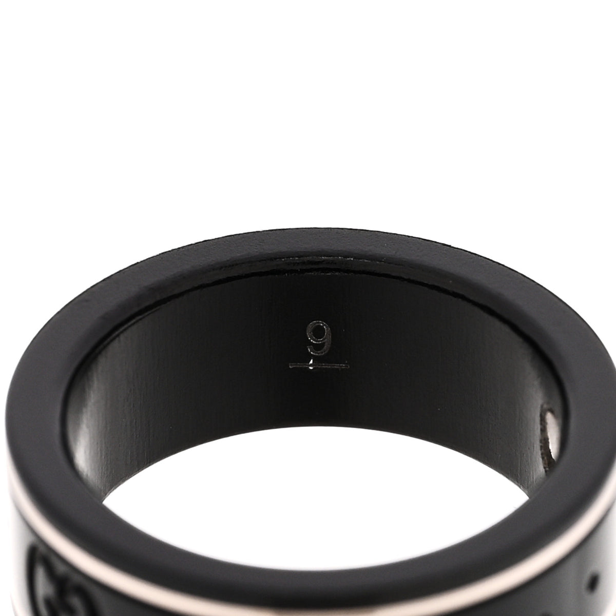 Gucci Black Synthetic Corundum 18K White Gold 7mm Icon Band Ring 49 4.75 6 of 6