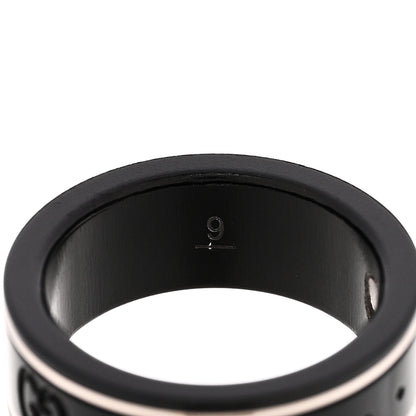 Gucci Black Synthetic Corundum 18K White Gold 7mm Icon Band Ring 49 4.75 6 of 6