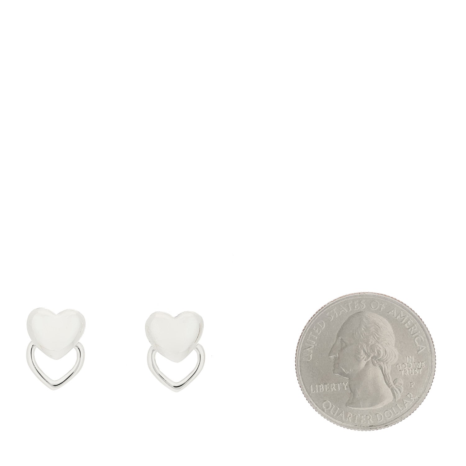 Tiffany Sterling Silver Double Heart Earrings 2 of 4