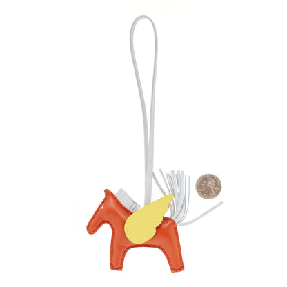 Hermes Milo Lambskin Grigri Rodeo Pegase Horse Bag Charm PM Cornaline Bleu Brume Lime 2 of 6