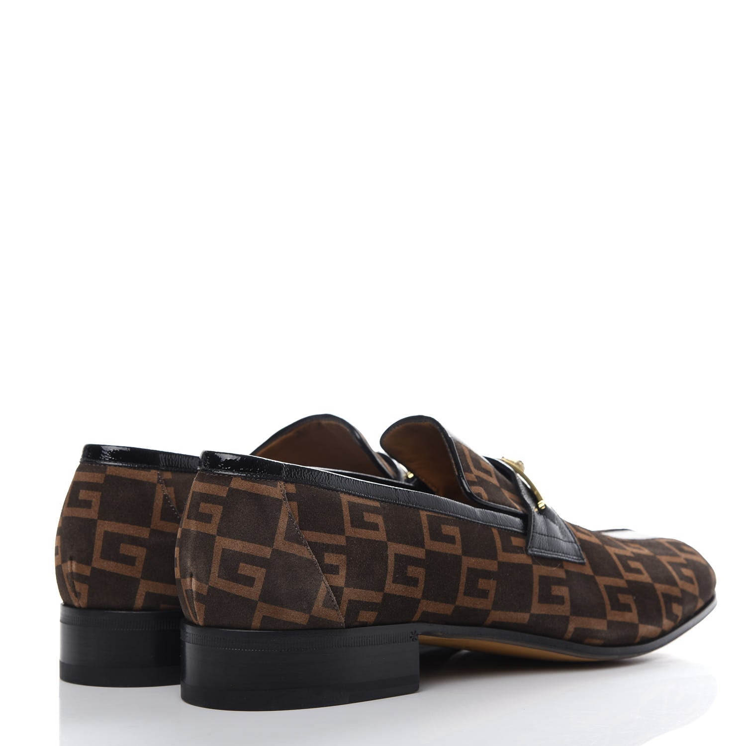 Gucci Vernice Naplack Suede Mens Square G Loafers 11 Black Sigaro 4 of 12