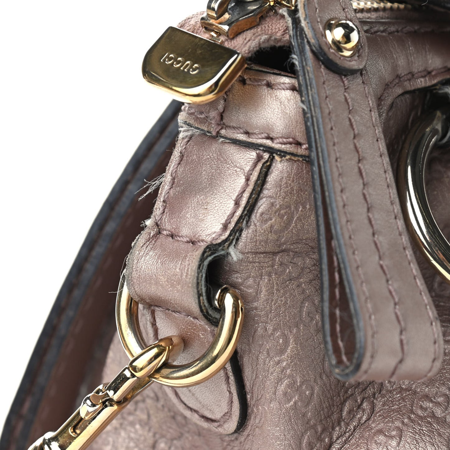 Metallic Microguccissima Medium Sukey Top Handle Bag Dark Cipria