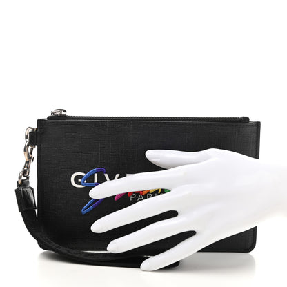 Givenchy Coated Canvas Rainbow Logo Zip Pouch Black 2 of 7