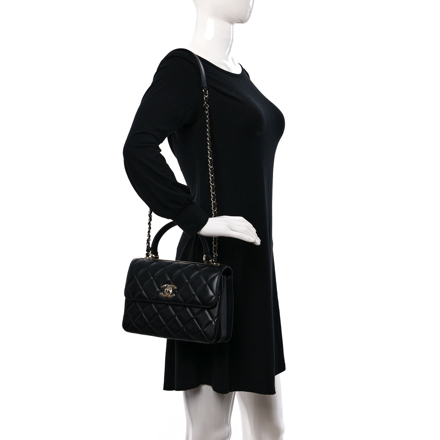 Chanel Lambskin Quilted Small Trendy CC Dual Handle Flap Bag Black 2 of 8