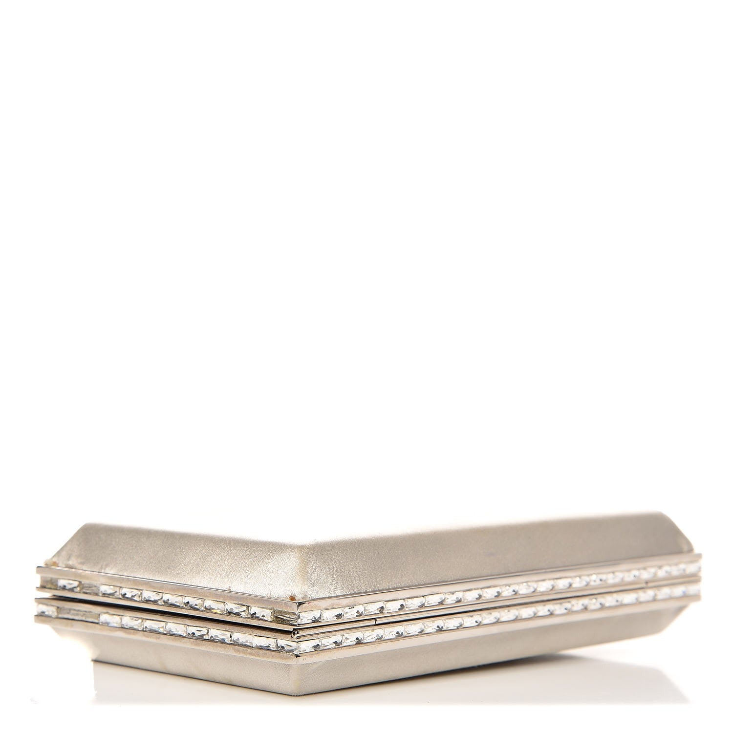 Judith Leiber Satin Crystal Framed Evening Clutch Silver 4 of 19
