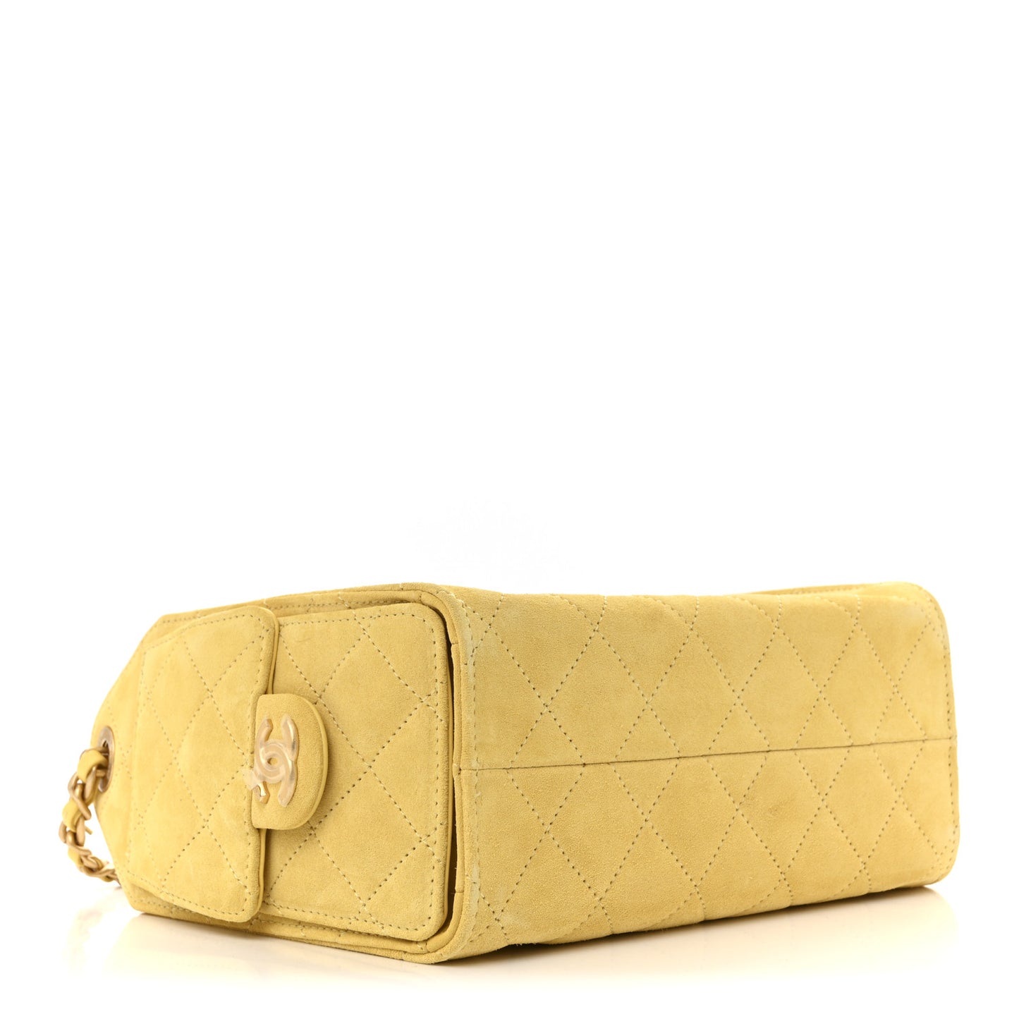 Suede Quilted Mini Chanel 25 Handbag Yellow