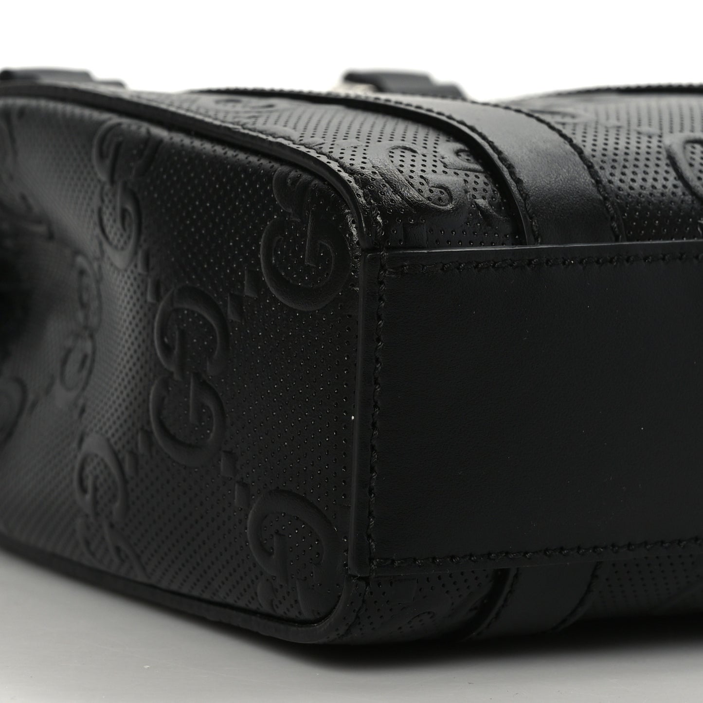 Calfskin GG Tennis Embossed Mini Tote Bag Black