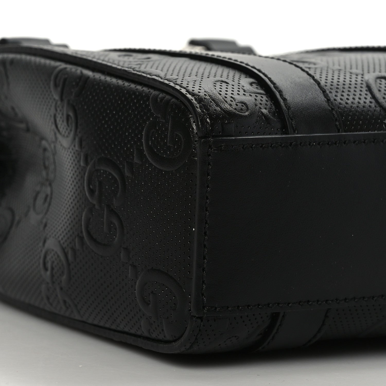 Gucci Calfskin GG Tennis Embossed Mini Tote Bag Black 8 of 9