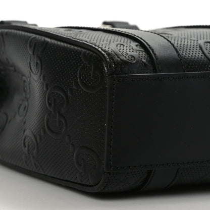Gucci Calfskin GG Tennis Embossed Mini Tote Bag Black 8 of 9