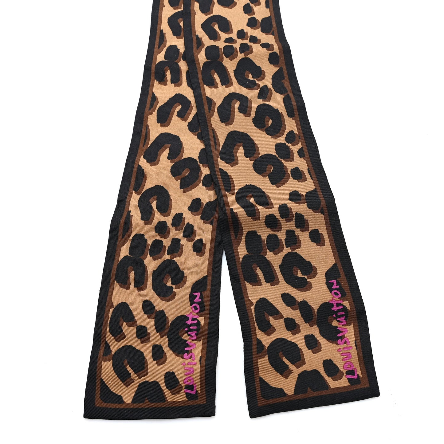 Silk Leopard Bandeau Scarf Marron