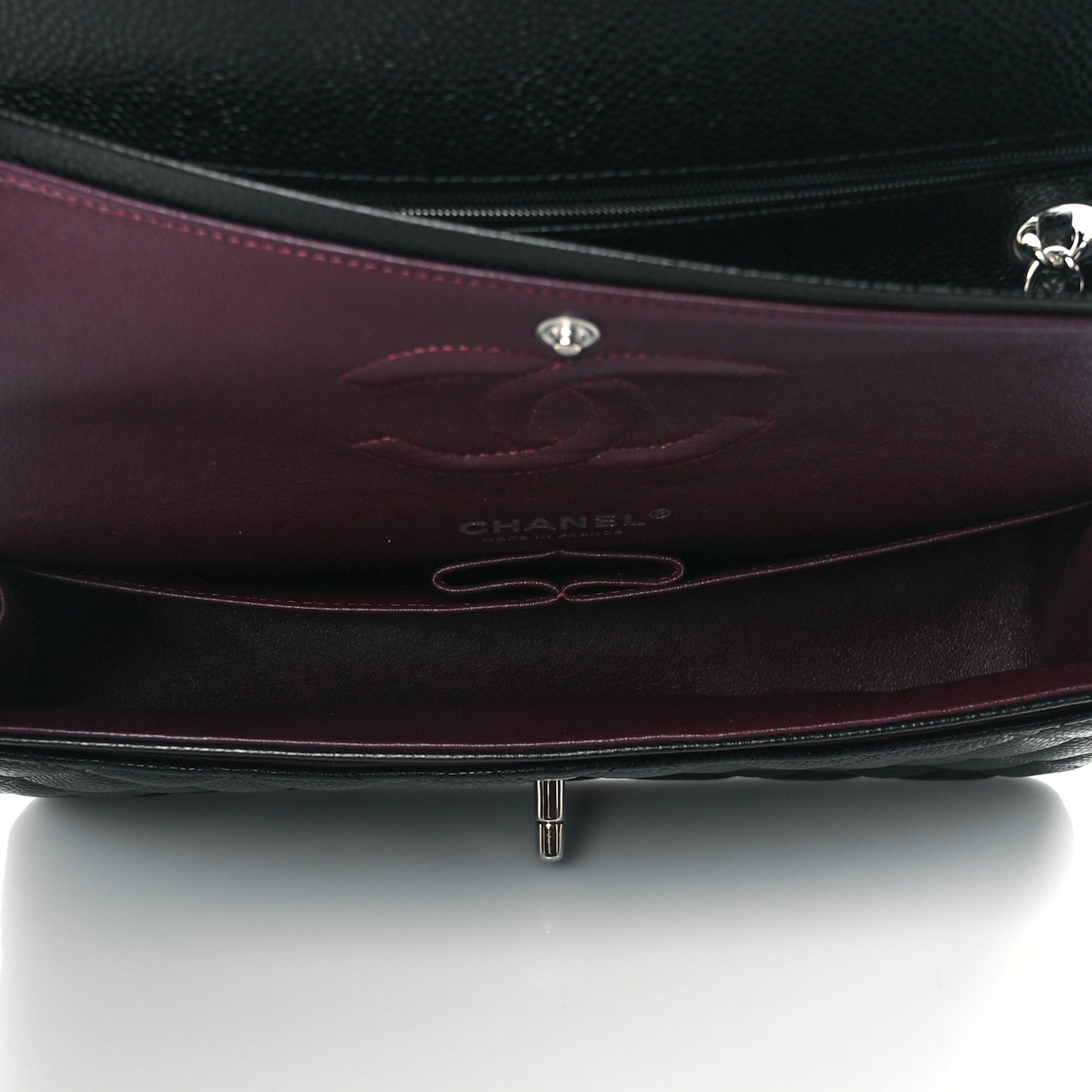 Caviar Quilted Medium Double Flap Black