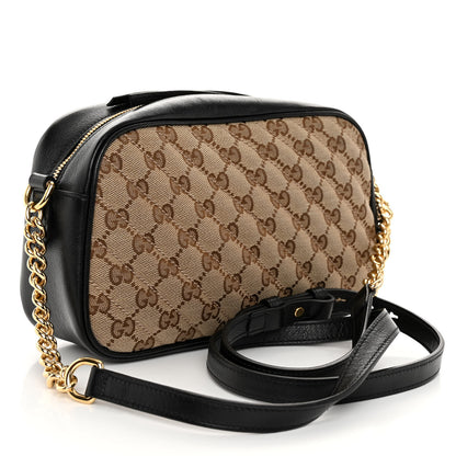 Gucci Monogram Matelasse Diagonal Small GG Marmont Chain Shoulder Bag Beige Black 3 of 10