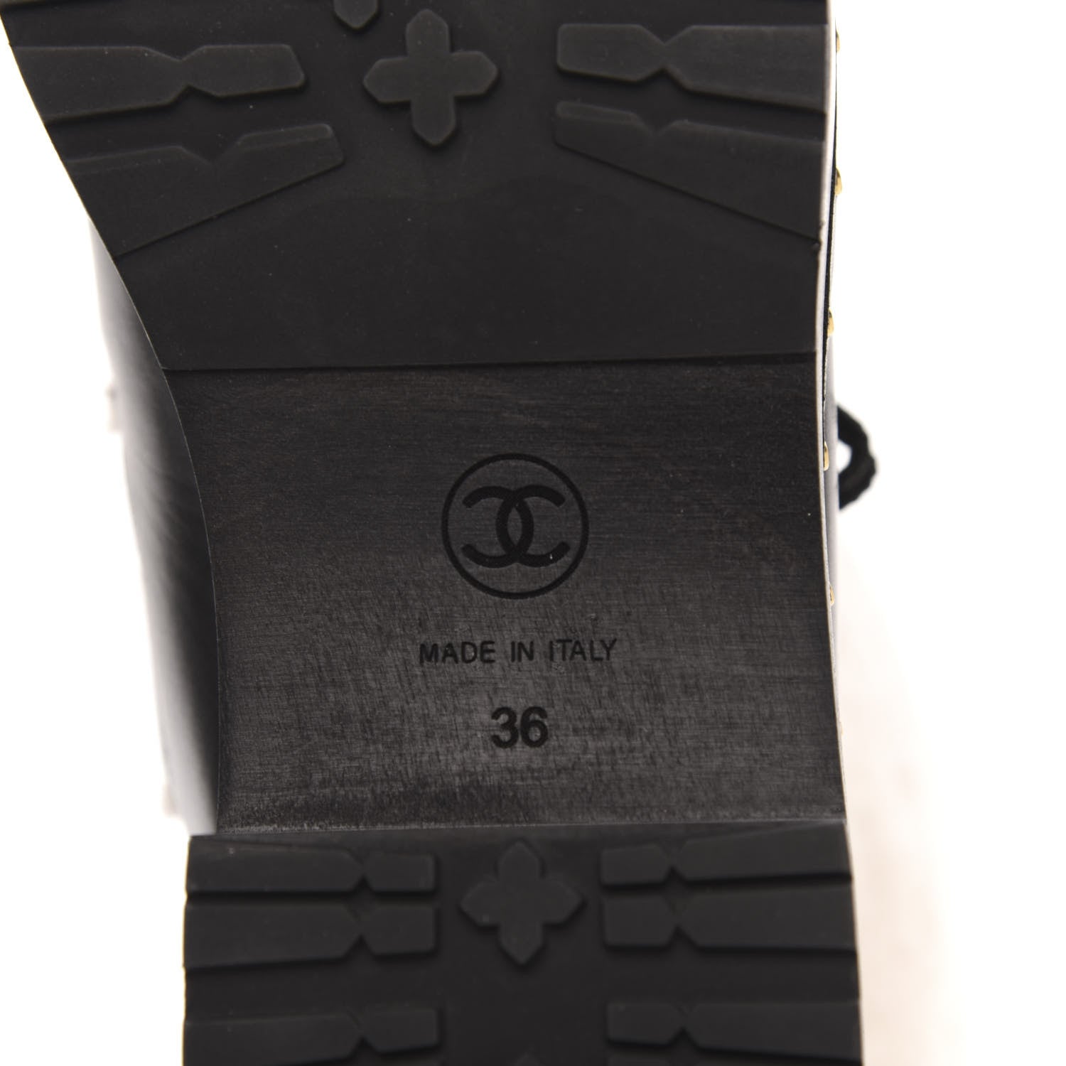 Chanel Shearling Chain Studded CC High Boot 36 Black 7 of 8