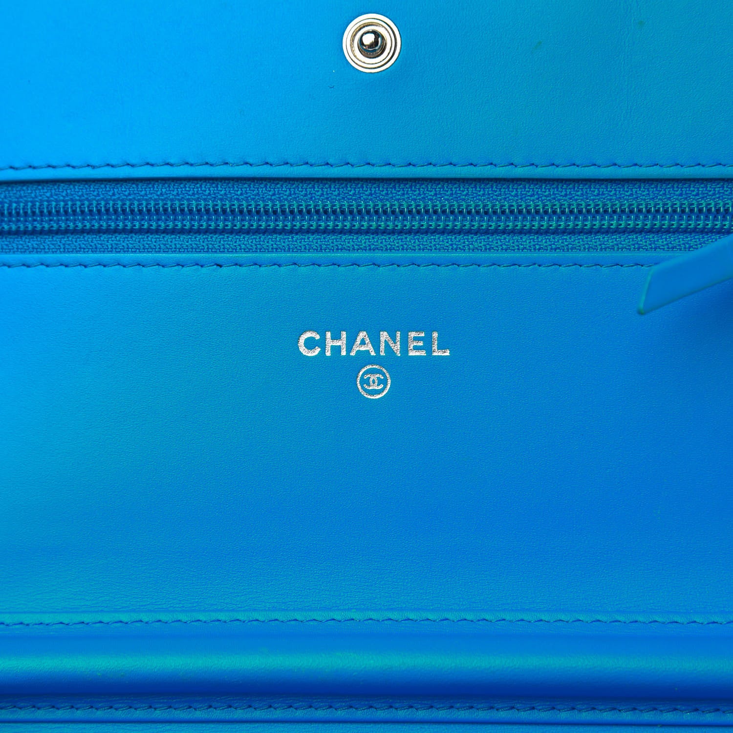 Chanel Patent Calfskin Quilted Boy Wallet On Chain WOC Blue 6 of 12