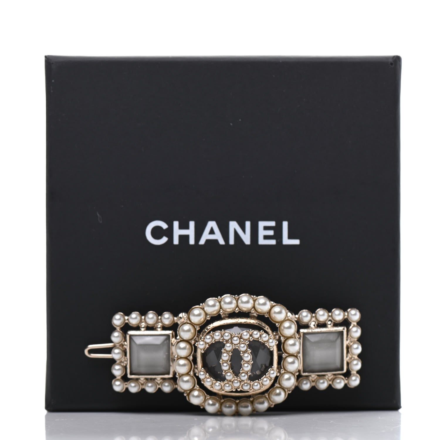 Chanel Metal Pearl CC Hair Clip Barrette Gold 6 of 6