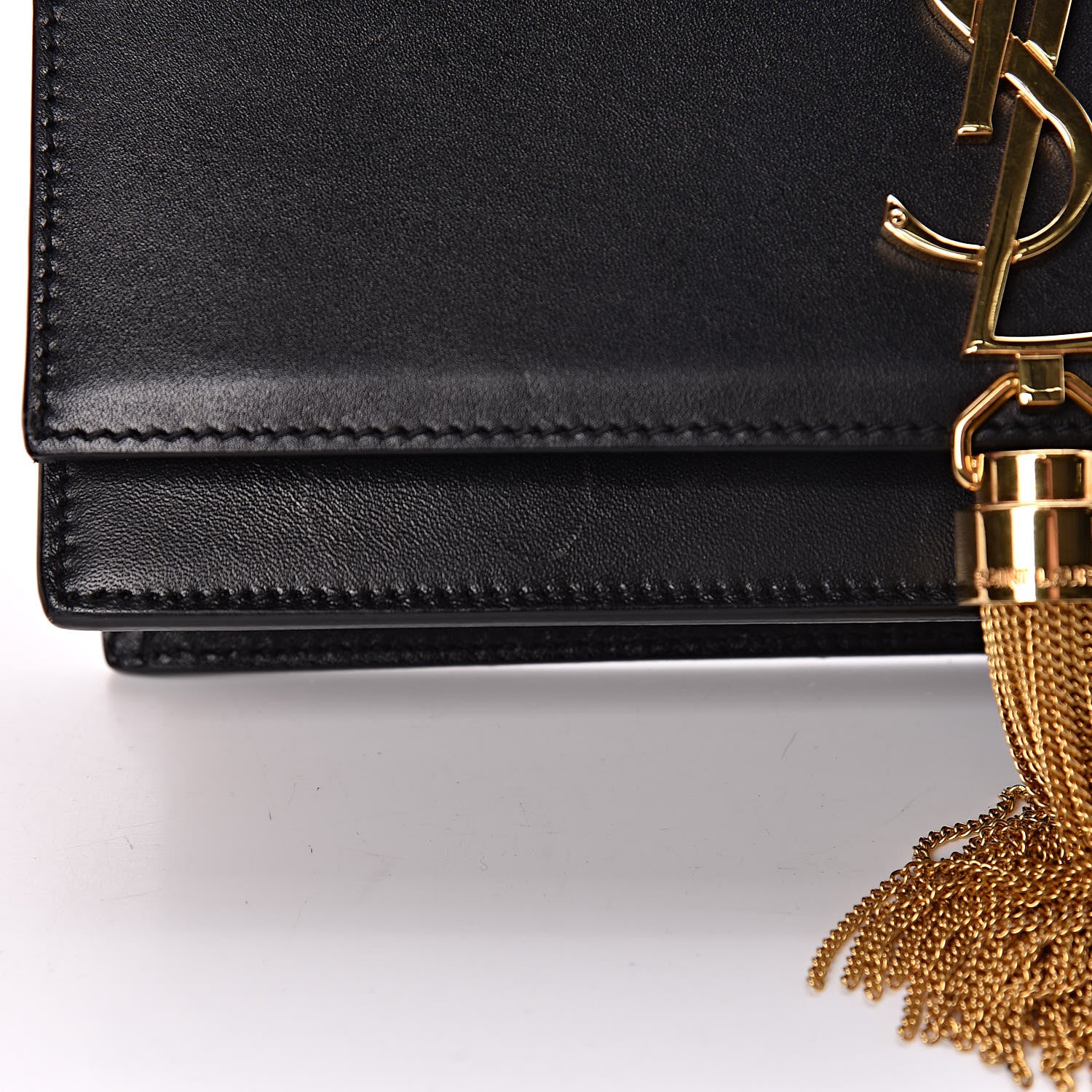 Saint Laurent Smooth Calfskin Classic Monogram Kate Tassel Chain Wallet Black 10 of 16