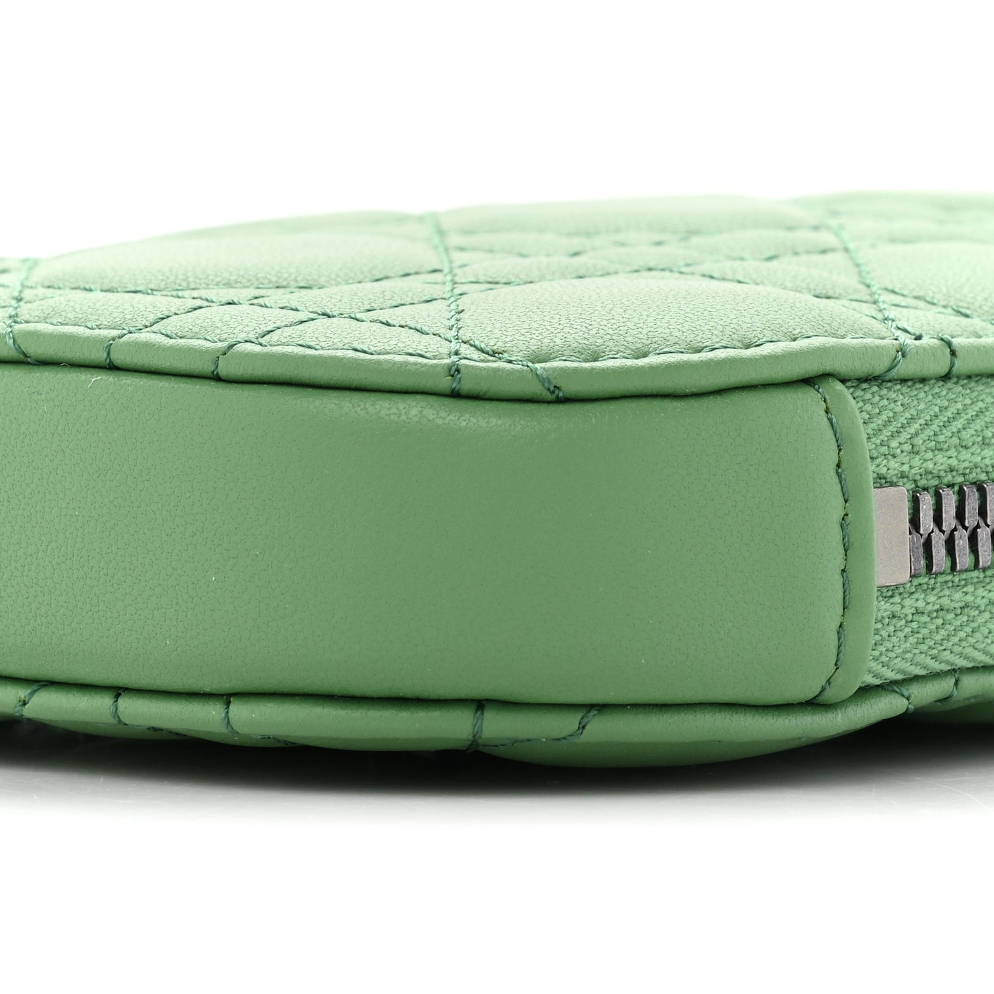 Lambskin Cannage Lady Dior Phone Holder Green