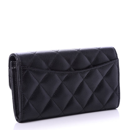 Chanel Caviar Quilted Medium Gusset Flap Wallet Black 3 of 8