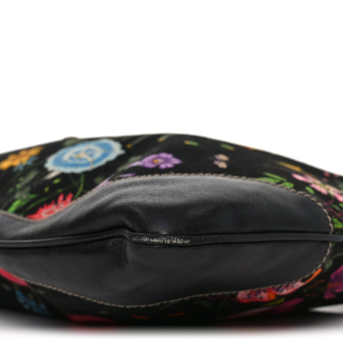 Canvas Floral Flora Medium Jackie O Bouvier Hobo Black