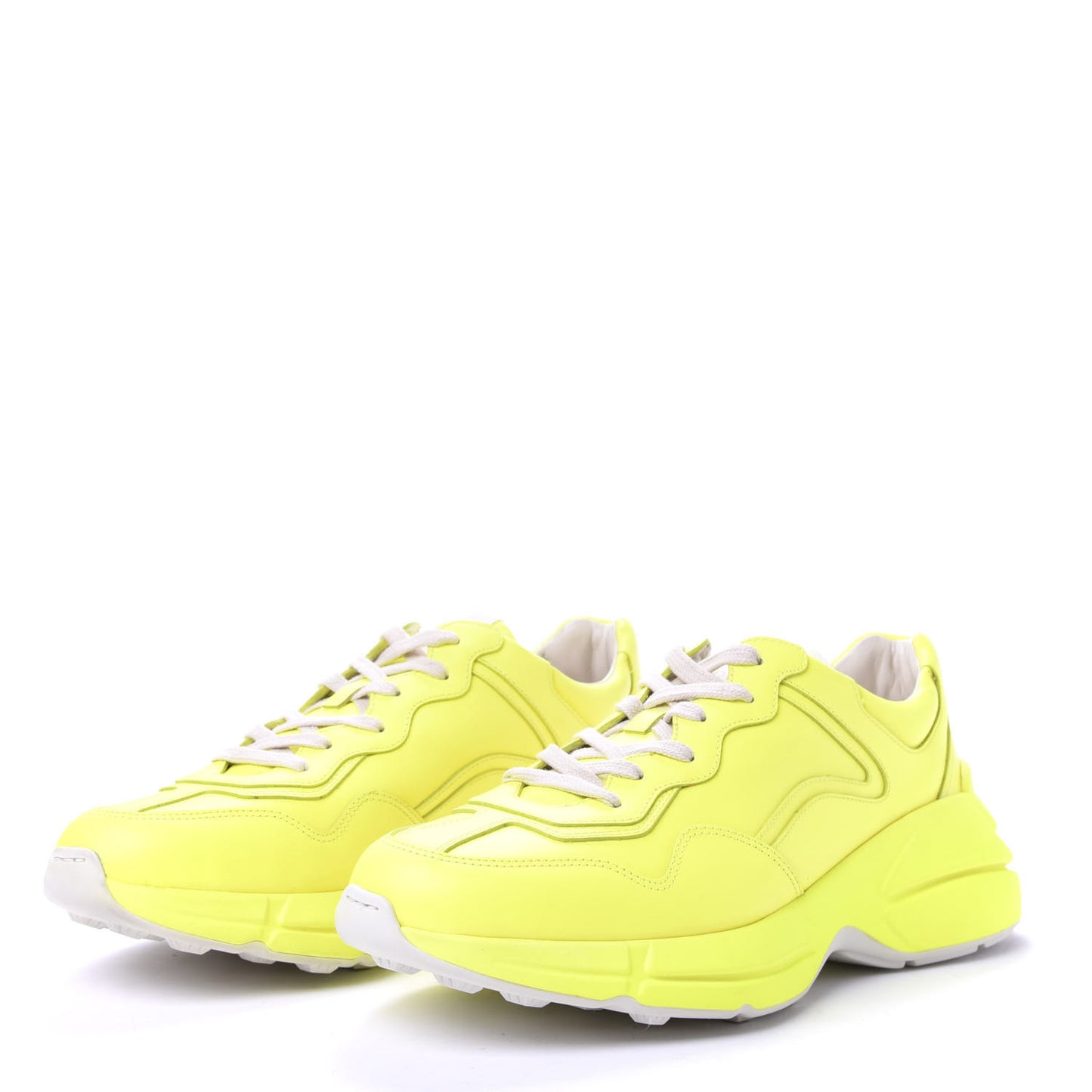 Calfskin Mens Rhyton Sneakers 8.5 Yellow Fluo