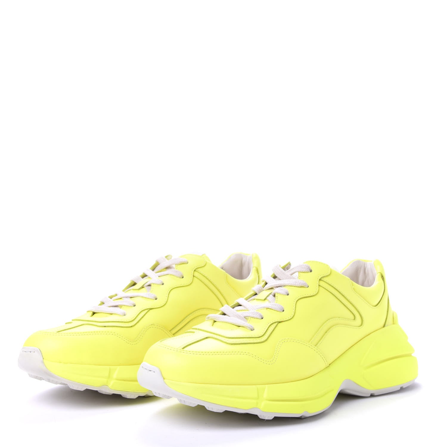 Gucci Calfskin Mens Rhyton Sneakers 8.5 Yellow Fluo 3 of 10
