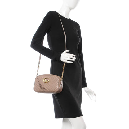 Gucci Calfskin Matelasse Small GG Marmont Chain Shoulder Bag Porcelain Rose 2 of 7