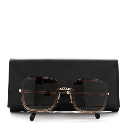 Chanel Metal Removable Chain Square Sunglasses 4244 Light Brown 10 of 10