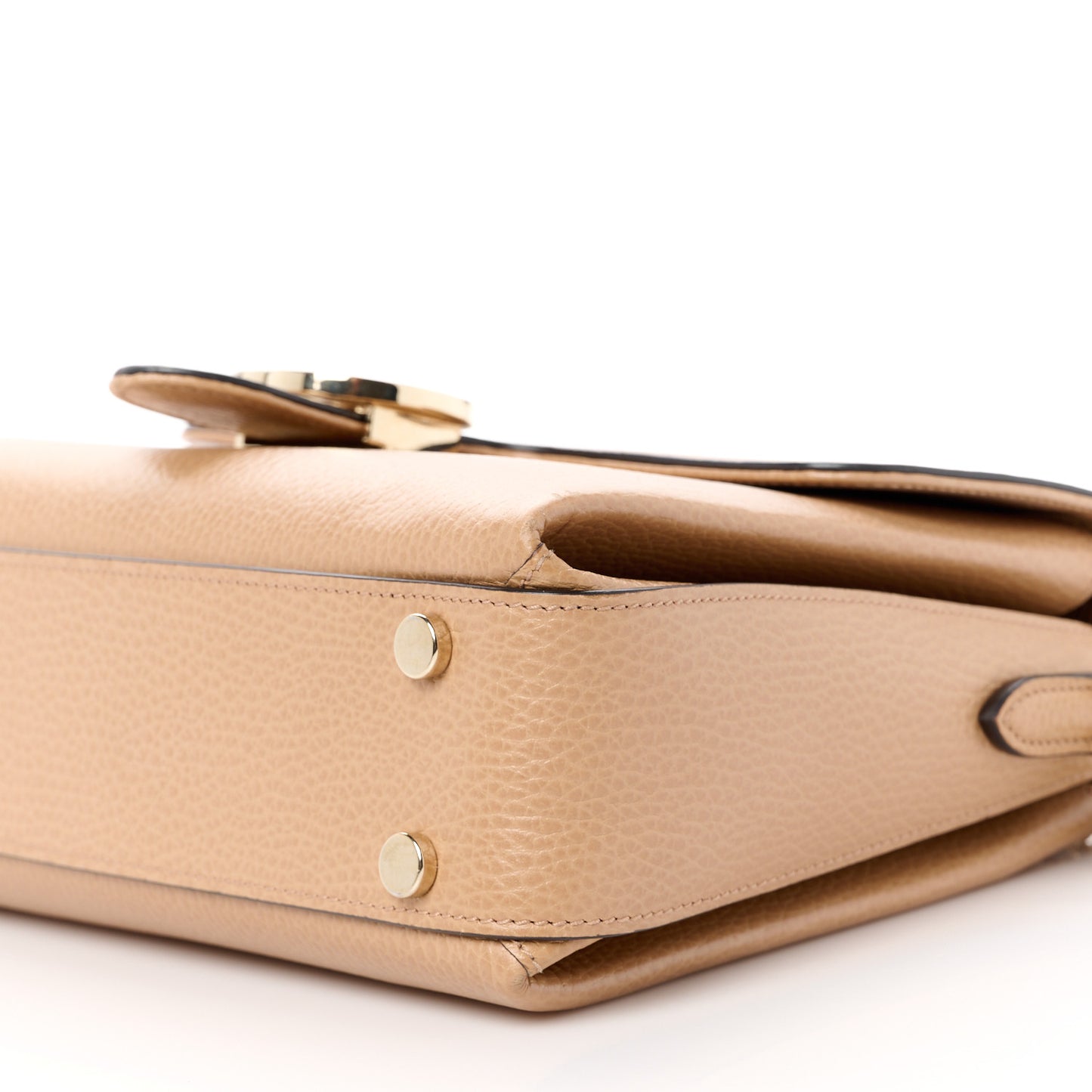 Dollar Calfskin Interlocking G Top Handle Shoulder Bag Camelia