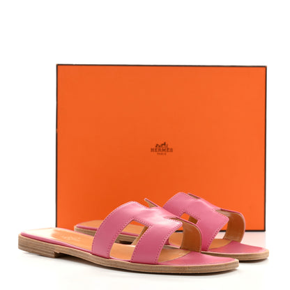 Hermes Box Calfskin Oran Sandals 39 Rose Petale 8 of 8