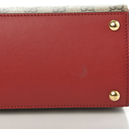 Gucci GG Supreme Monogram Calfskin Medium Padlock Top Handle Bag Beige Hibiscus Red New Rosette 12 of 13