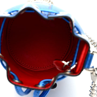 Christian Louboutin CHRISTIAN LOUBOUTIN Metallic Calfskin Mini Marie Jane Bucket Bag Blue 5 of 9