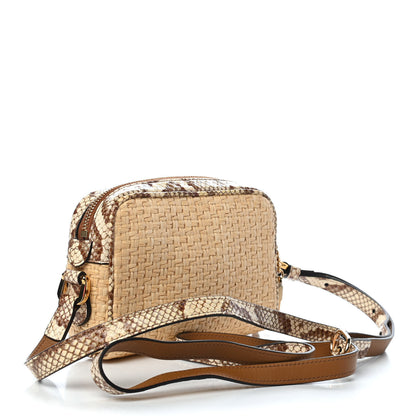Gucci Raffia Elaphe Mini Ophidia Shoulder Bag Natural Cream Brown 3 of 9