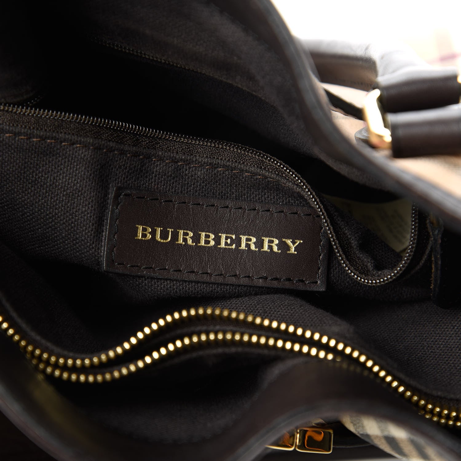 Burberry Haymarket Check Medium Golderton Tote Chocolate 8 of 14