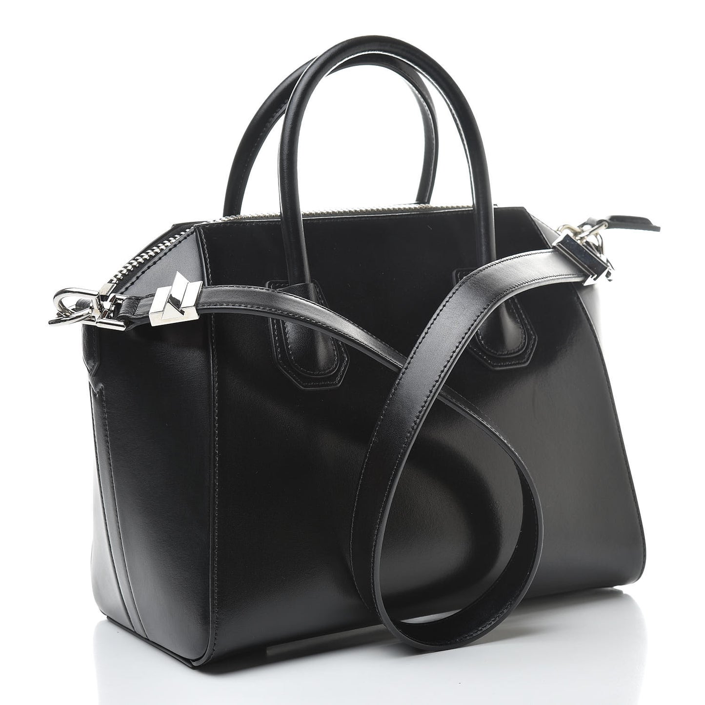 Shiny Lord Calfskin Small Antigona Black