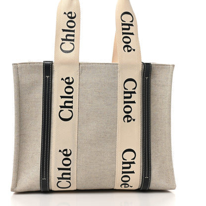 Chloe Cotton Calfskin Medium Woody Ribbon Tote White Blue 8 of 11