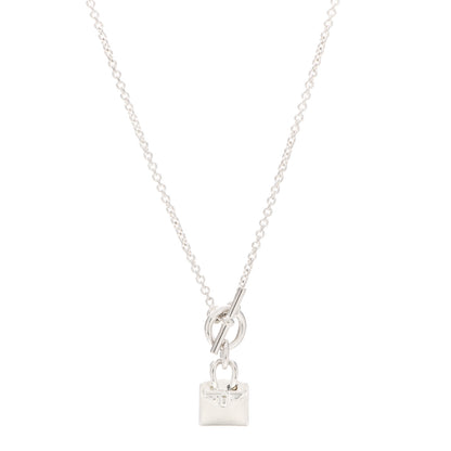 Hermes Sterling Silver Birkin Amulette Pendant Necklace 1 of 6
