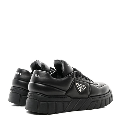 Prada Nappa Soft Metal Triangle Logo Womens Padded 30mm Sneakers 39.5 Black 4 of 15