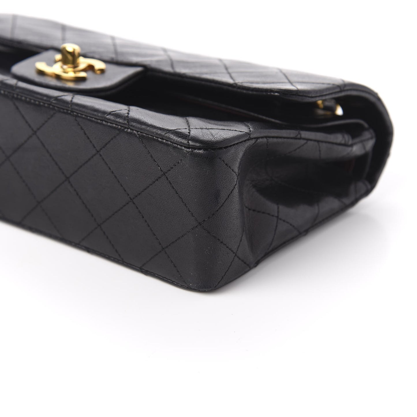 Lambskin Quilted Small Double Flap Black