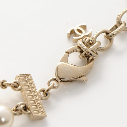 Chanel Baguette Crystal Pearl CC Double Strand Necklace Gold 4 of 4