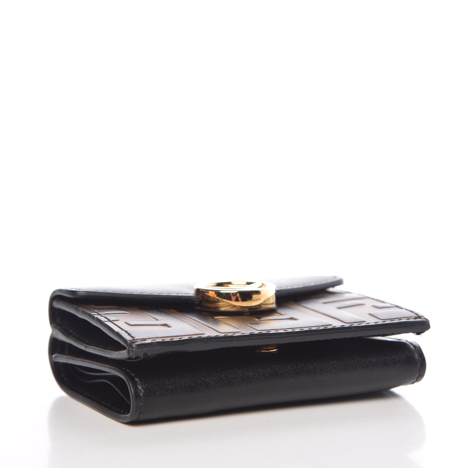 Fendi Vitello Liberty F is Fendi Bi-Color FF 1974 Embossed Micro Tri-Fold Envelope Wallet Maya Black 4 of 11