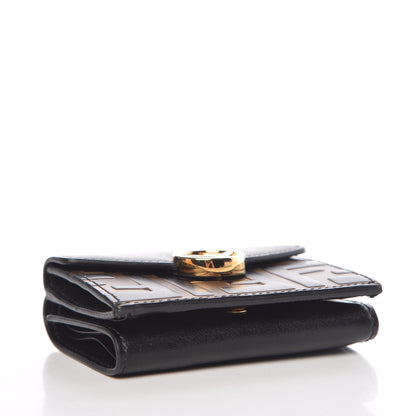 Fendi Vitello Liberty F is Fendi Bi-Color FF 1974 Embossed Micro Tri-Fold Envelope Wallet Maya Black 4 of 11