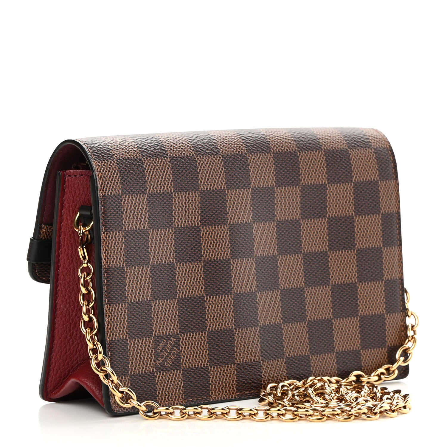 Louis Vuitton Damier Ebene Vavin Chain Wallet Red 3 of 14
