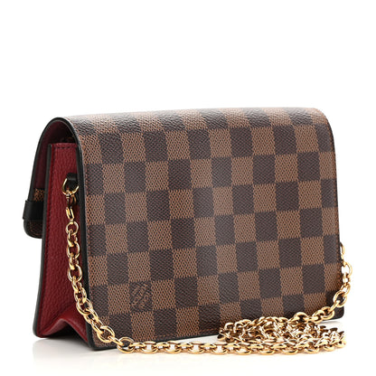Louis Vuitton Damier Ebene Vavin Chain Wallet Red 3 of 14