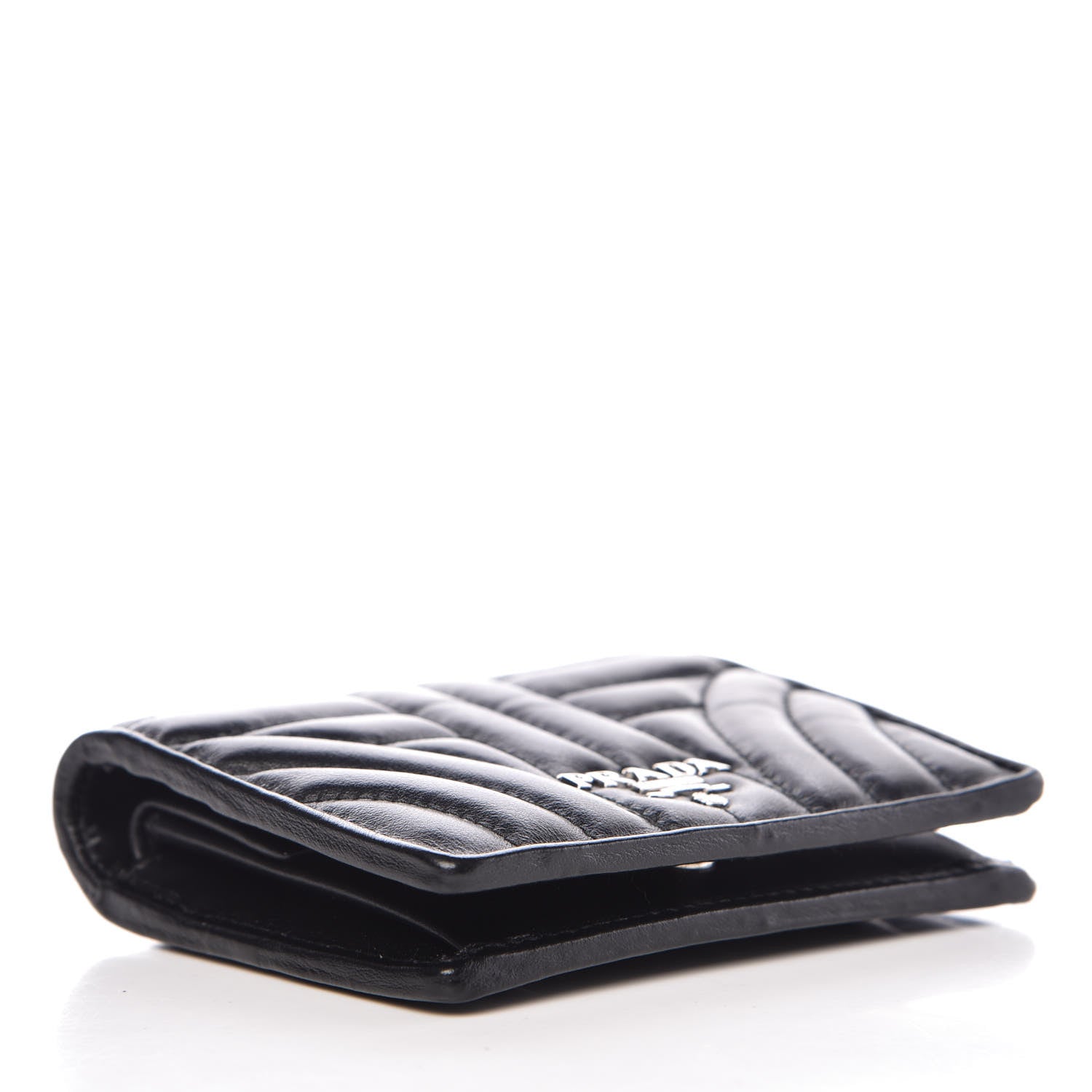 Prada Soft Calfskin Impunture Diagramme Wallet Black 4 of 10