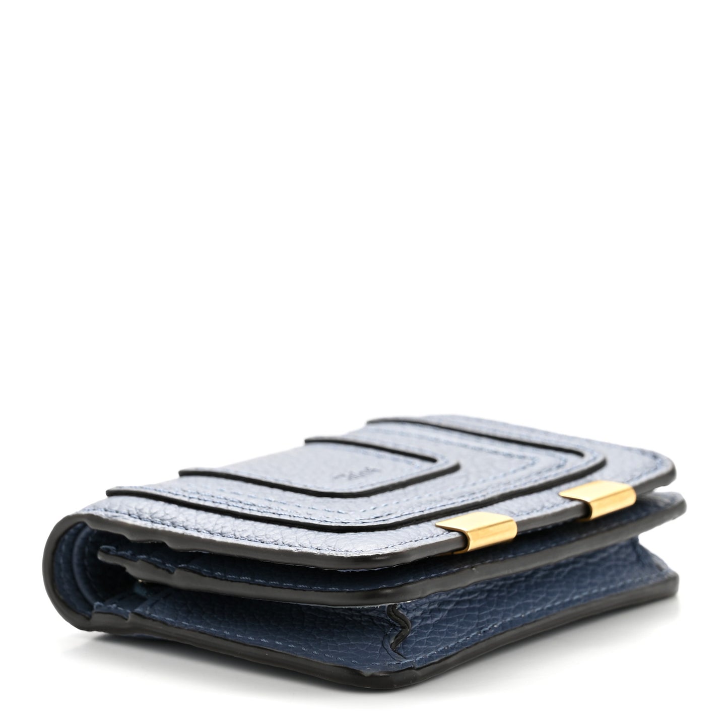 Grained Calfskin Marcie Compact Wallet Royal Navy