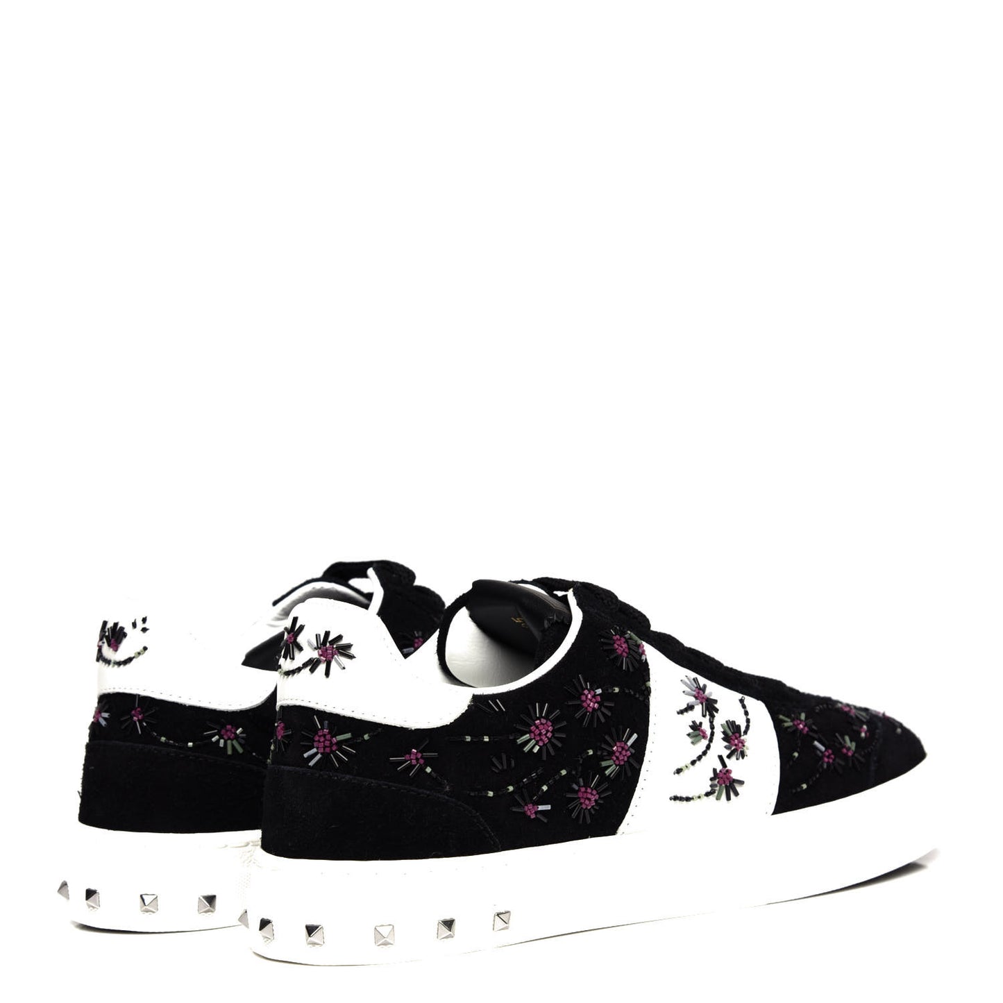 Suede Floral Beaded Flycrew Sneakers 35 Black