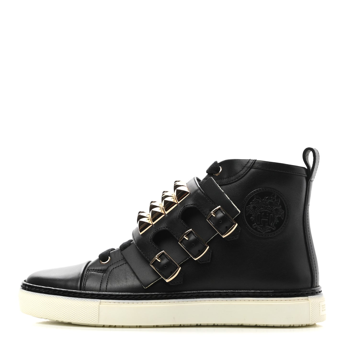 Calfskin Studded Lennox High Top Sneakers 37 Black